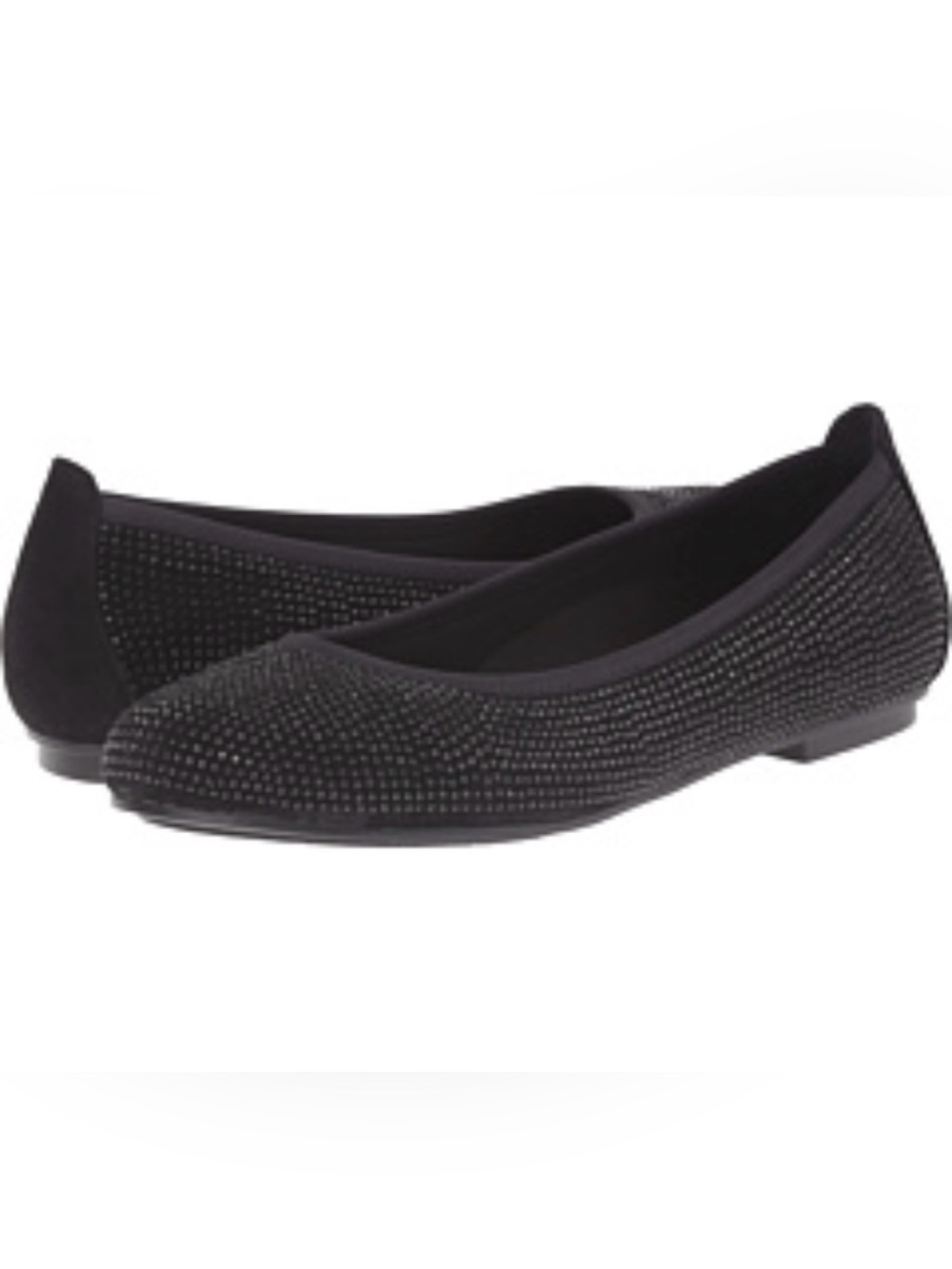 VIONIC STUDDED SHINY RHINESTONE BALLET FLATS SHOES BLACK SZ 8  ORTHAHEEL